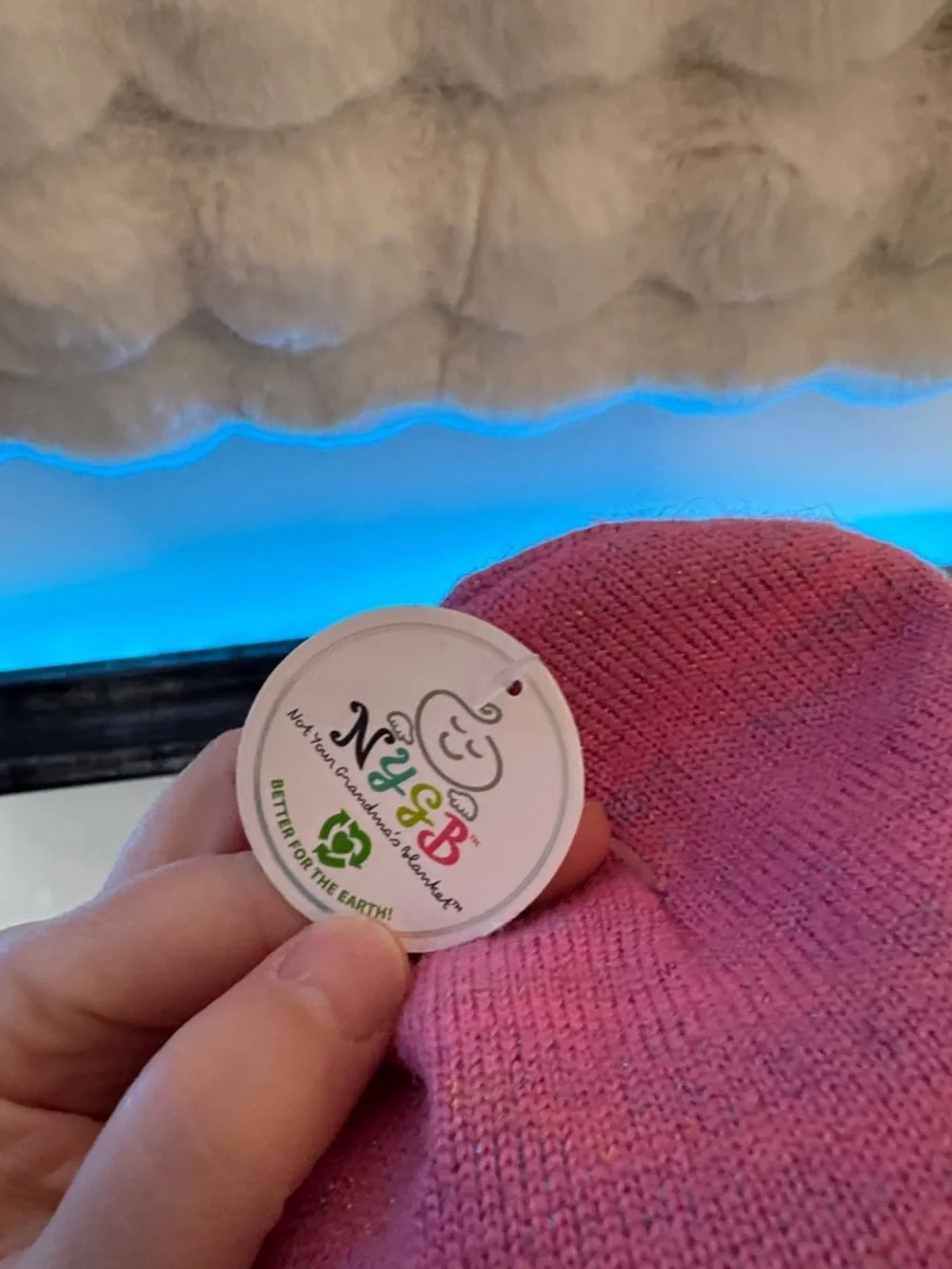 Pink Beanie with Smiley Face Patch